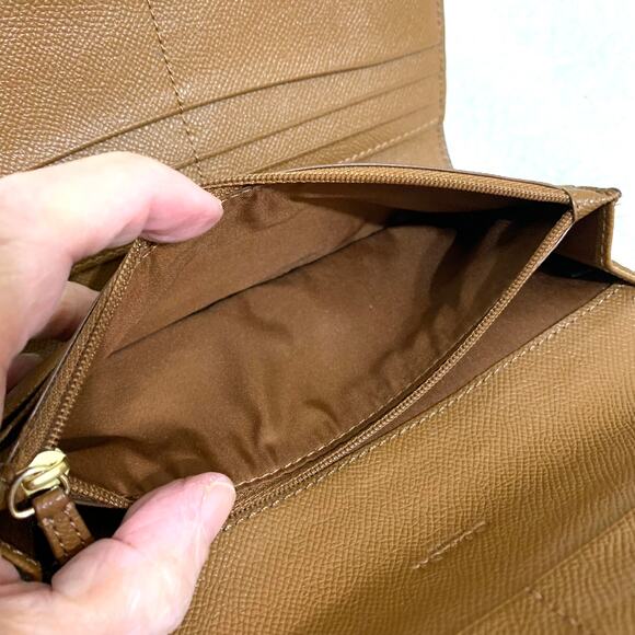 COACH Khaki/Acorn Coated Canvas Trifold Signature Wallet w/Lanyard F53763 - Picture 13 of 16